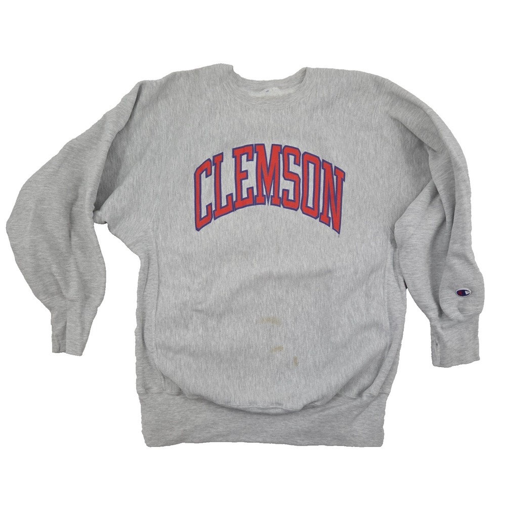 VTG 80s Clemson University Champion Reverse Weave Sweatshirt Gray Sz M L